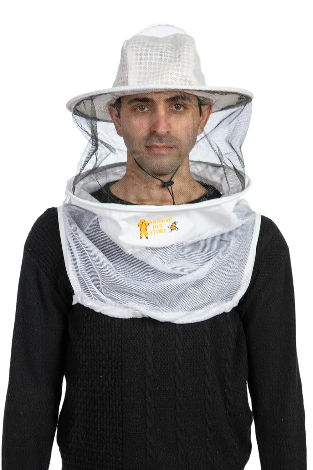 Three Layer Ventilated Beekeeping Veil in Round (White, 3-Layer Hat)