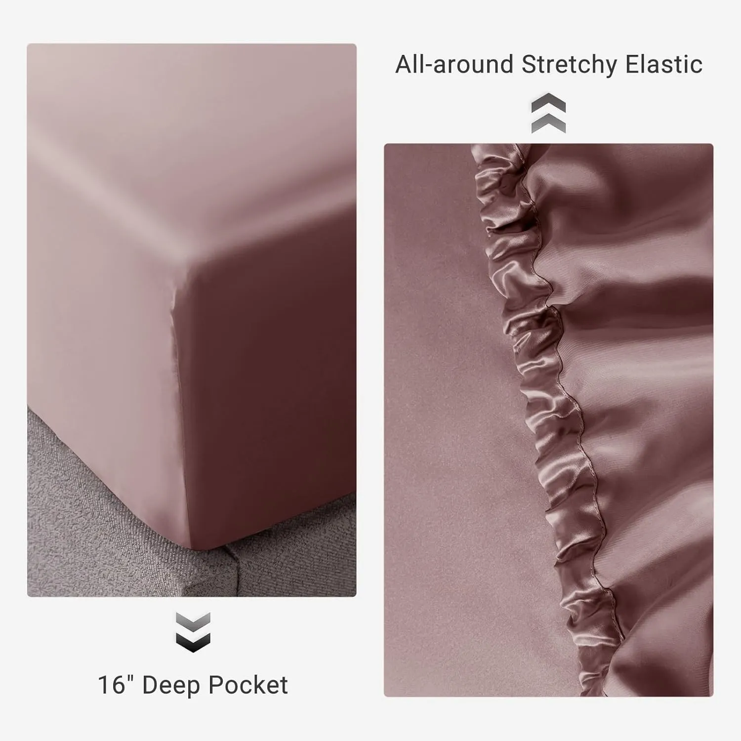 THXSILK Natural Silk Fitted Bed Sheet, 100% 7A  Silk, Deep Pocket to 16", Soft and Wrinkle Free, 1 Fitted Sheet Only (Queen, Purple)