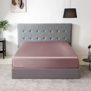 THXSILK Natural Silk Fitted Bed Sheet, 100% 7A  Silk, Deep Pocket to 16", Soft and Wrinkle Free, 1 Fitted Sheet Only (Queen, Purple)
