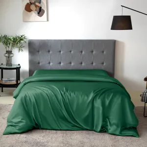 THXSILK Silk Duvet Cover, 100% 7A  Mulberry Silk Comforter Cover, Seamless, Breathable, Easy Care Zipper Closure, 1 Duvet Cover Only - King, Emerald Green