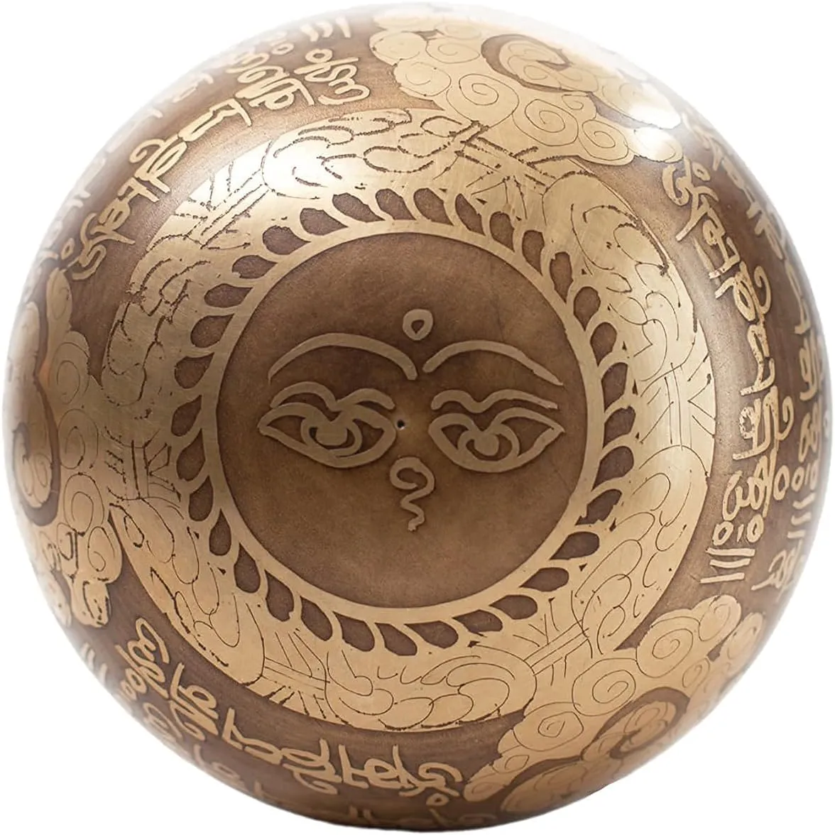 Tibetan Singing Bowl Set Bronze - Master Healing Grade - Pure Tone With Tibetan Thangka Art By Himalayan Bazaar (Gold & Yellow)