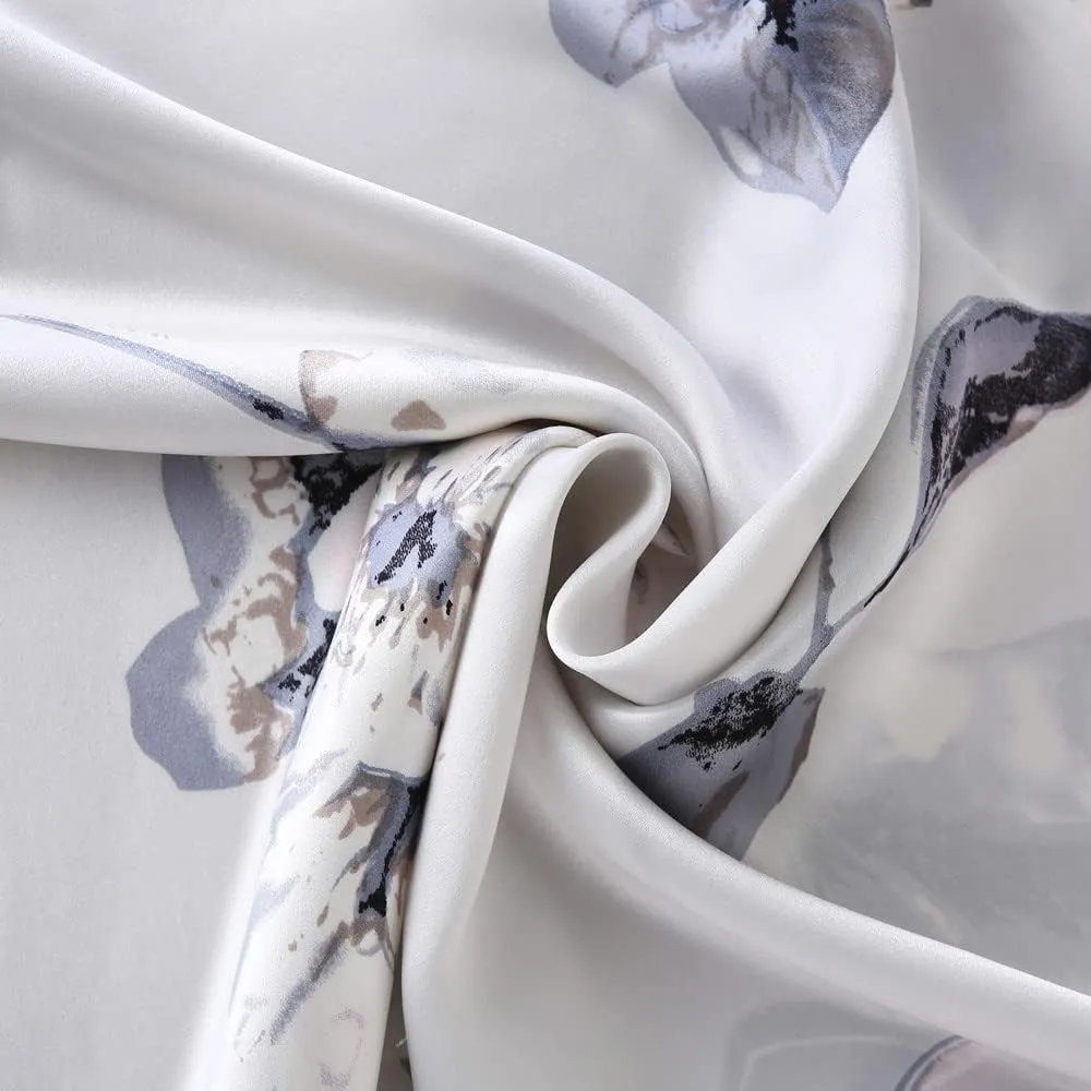 Tim & Tina 100% Pure Mulberry Luxury Silk Satin Pillowcase,Good for Skin and Hair (Toddler/Travel(14"*19"), Flowers(Silver Gray))
