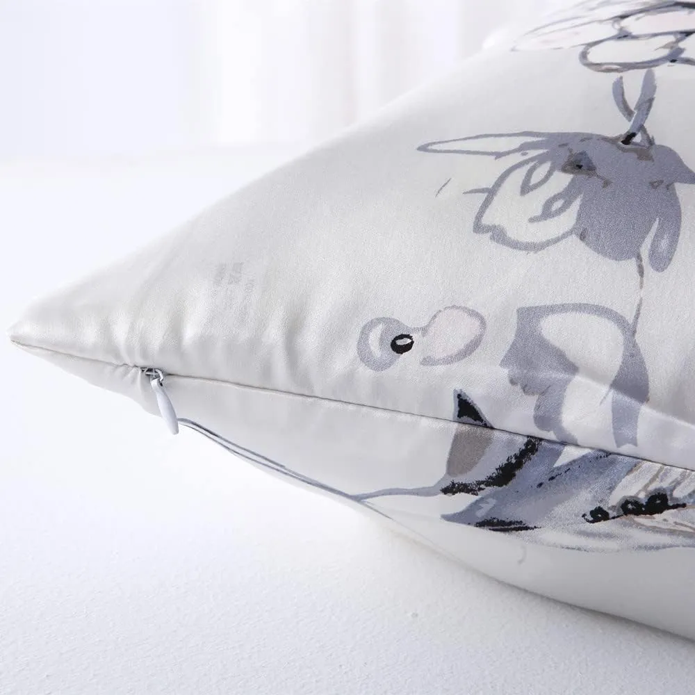 Tim & Tina 100% Pure Mulberry Luxury Silk Satin Pillowcase,Good for Skin and Hair (Toddler/Travel(14"*19"), Flowers(Silver Gray))