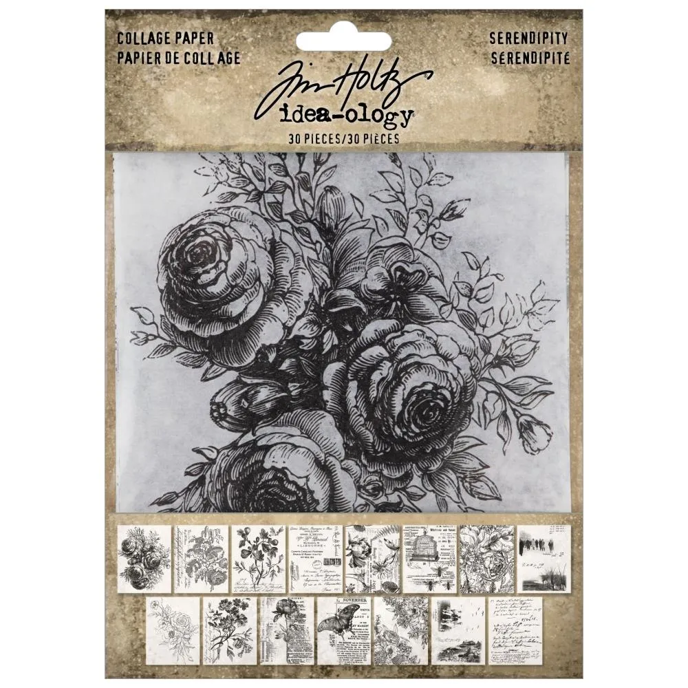 Tim Holtz Idea-ology Collage Paper Serendipity, 30 Pieces