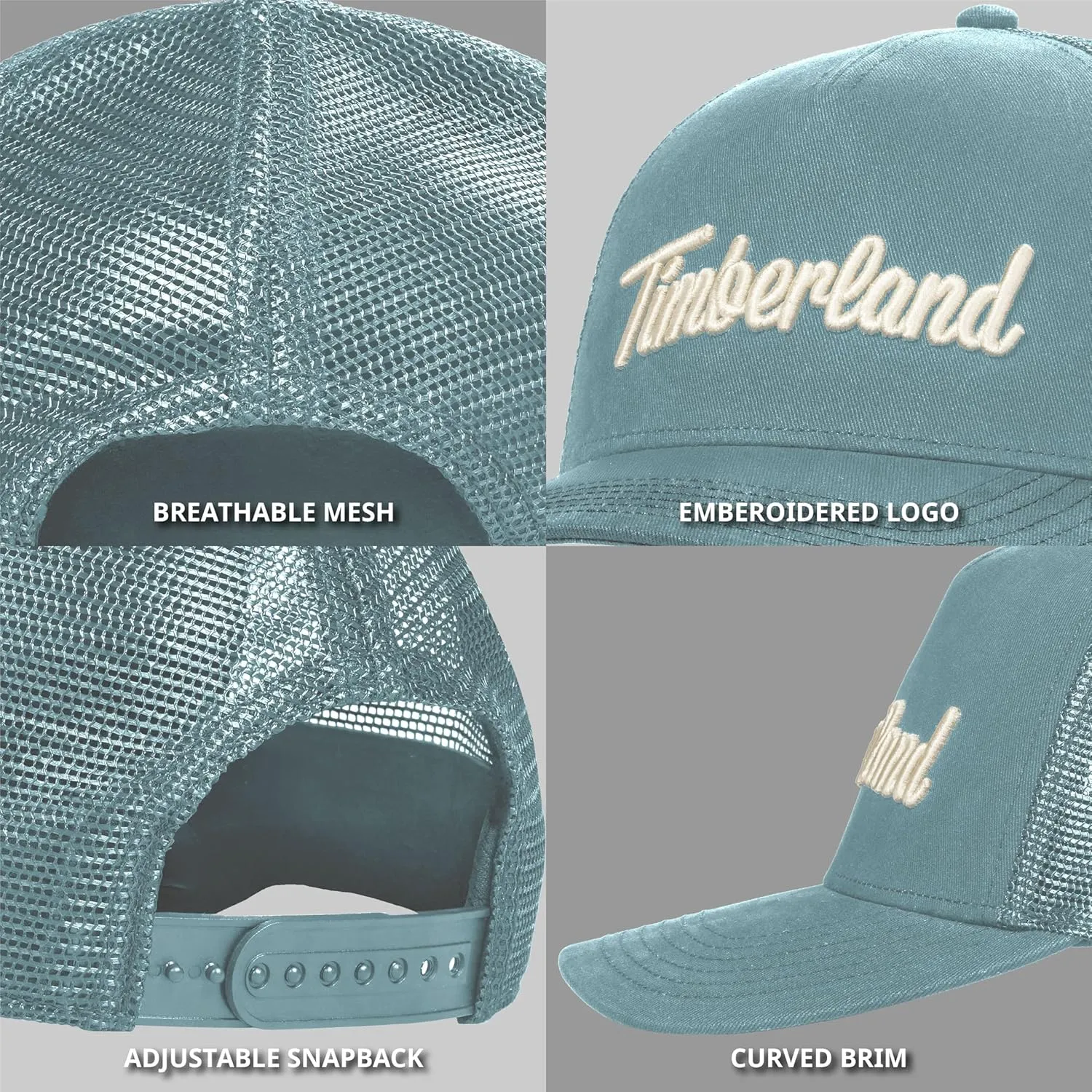 Timberland Trucker Hat for Men - Durable Cotton Twill, Adjustable Snapback Cap, Breathable Mesh Back