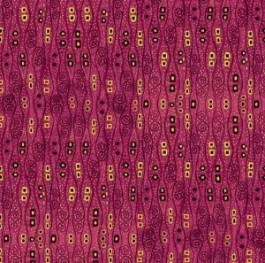 Timeless Treasures Gilded Plume Burgundy Abstract Bejeweled Stripes with Metallic Cotton Fabric by The Yard