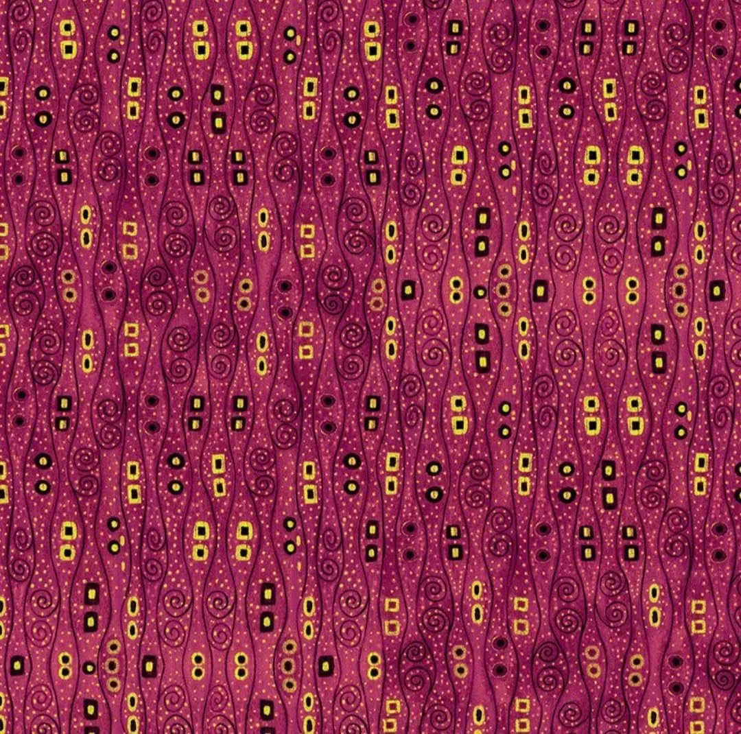 Timeless Treasures Gilded Plume Burgundy Abstract Bejeweled Stripes with Metallic Cotton Fabric by The Yard