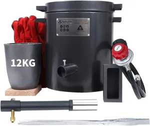 TOAUTO 12KG Large Capacity Propane Melting Furnace TMF12000-V2 Gas Kiln Foundry Kit,Up to 2600°F/1425°C, 0-30 PSI, Scrap Metal Recycle Gold Silver Copper Aluminum