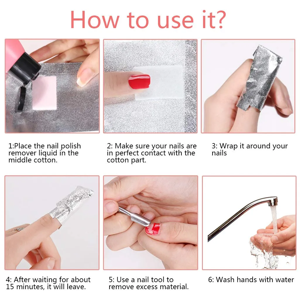 Tongcloud Nail Polish Remover Nail Foil Wraps Nail Gel Remover Soak Off Foils Cotton Pads Gel Polish Remover Soak Off (2.5x3.5, 600.00)