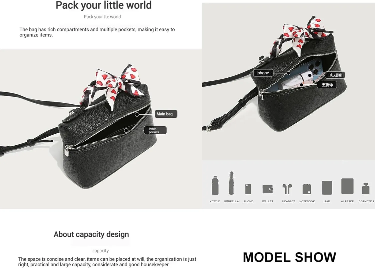 top-hand bags for women, exquisite and simple niche design, LP Pouch top-handle bag, hand-held mini square bag