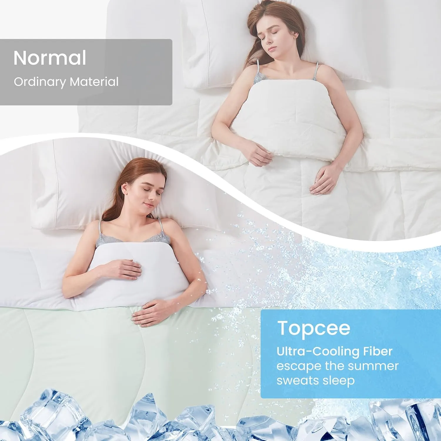Topcee Cooling Comforter Queen Size (90"x90")-Cooling Blanket Everlasting Cold Touch for Hot Sleepers-Q-max>0.45 Double-Sided Lightweight Design Summer Ice Blanket for Night Sweats-Green