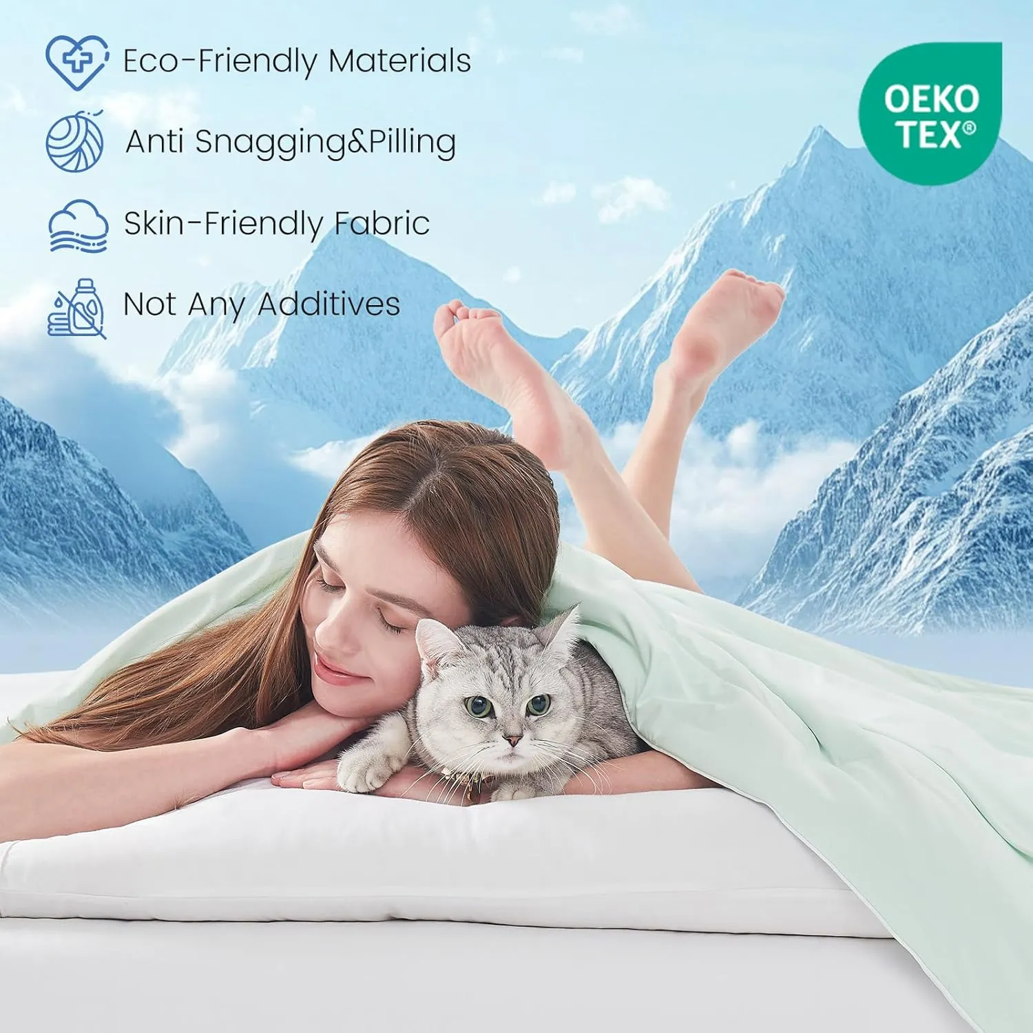 Topcee Cooling Comforter Queen Size (90"x90")-Cooling Blanket Everlasting Cold Touch for Hot Sleepers-Q-max>0.45 Double-Sided Lightweight Design Summer Ice Blanket for Night Sweats-Green
