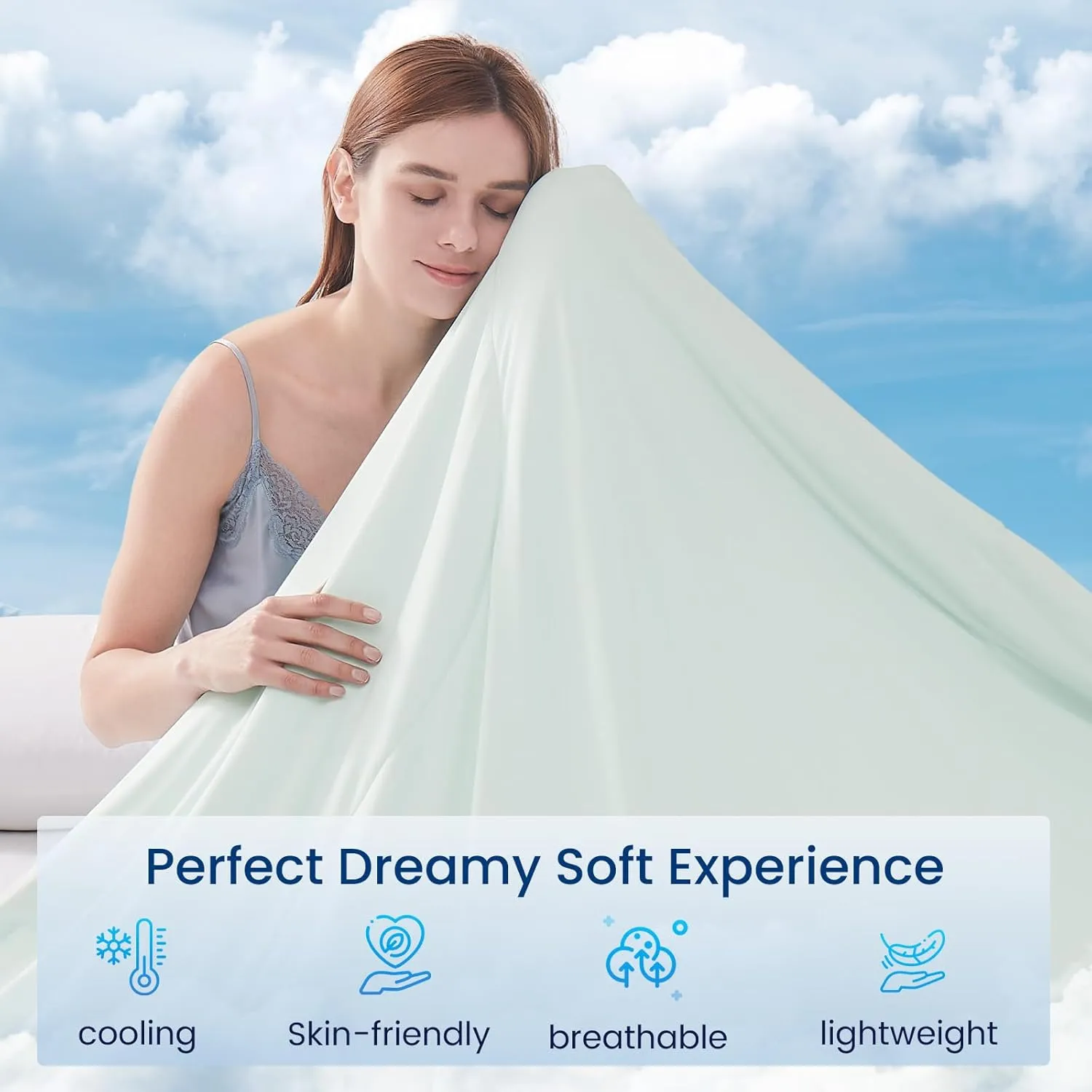 Topcee Cooling Comforter Queen Size (90"x90")-Cooling Blanket Everlasting Cold Touch for Hot Sleepers-Q-max>0.45 Double-Sided Lightweight Design Summer Ice Blanket for Night Sweats-Green