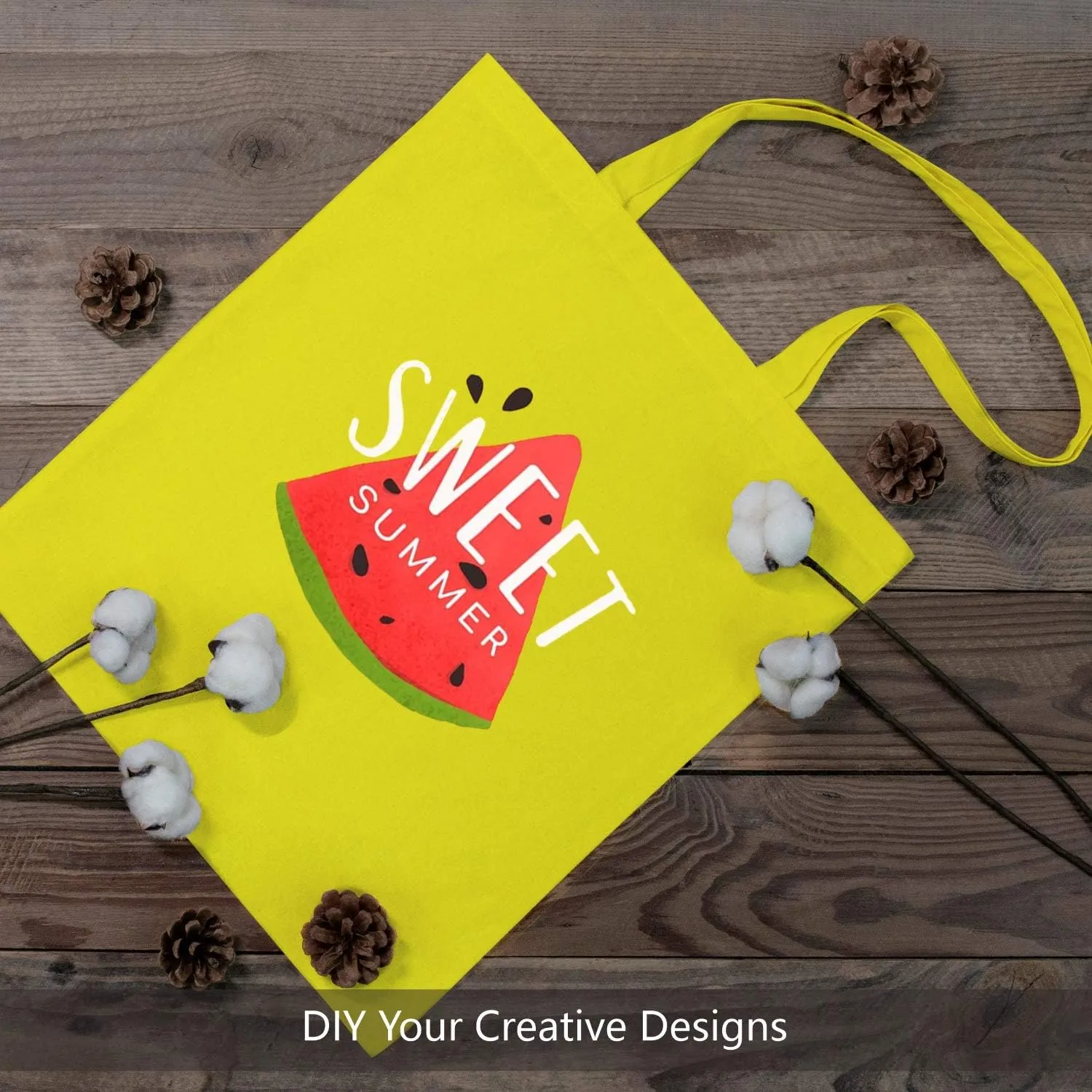 TOPDesign 12-Pack Economical 16"x15" Yellow Cotton Tote Bag, Lightweight Medium Reusable Grocery Shopping Cloth Bags, Suitable for DIY, Advertising, Promotion, Gift, Activity