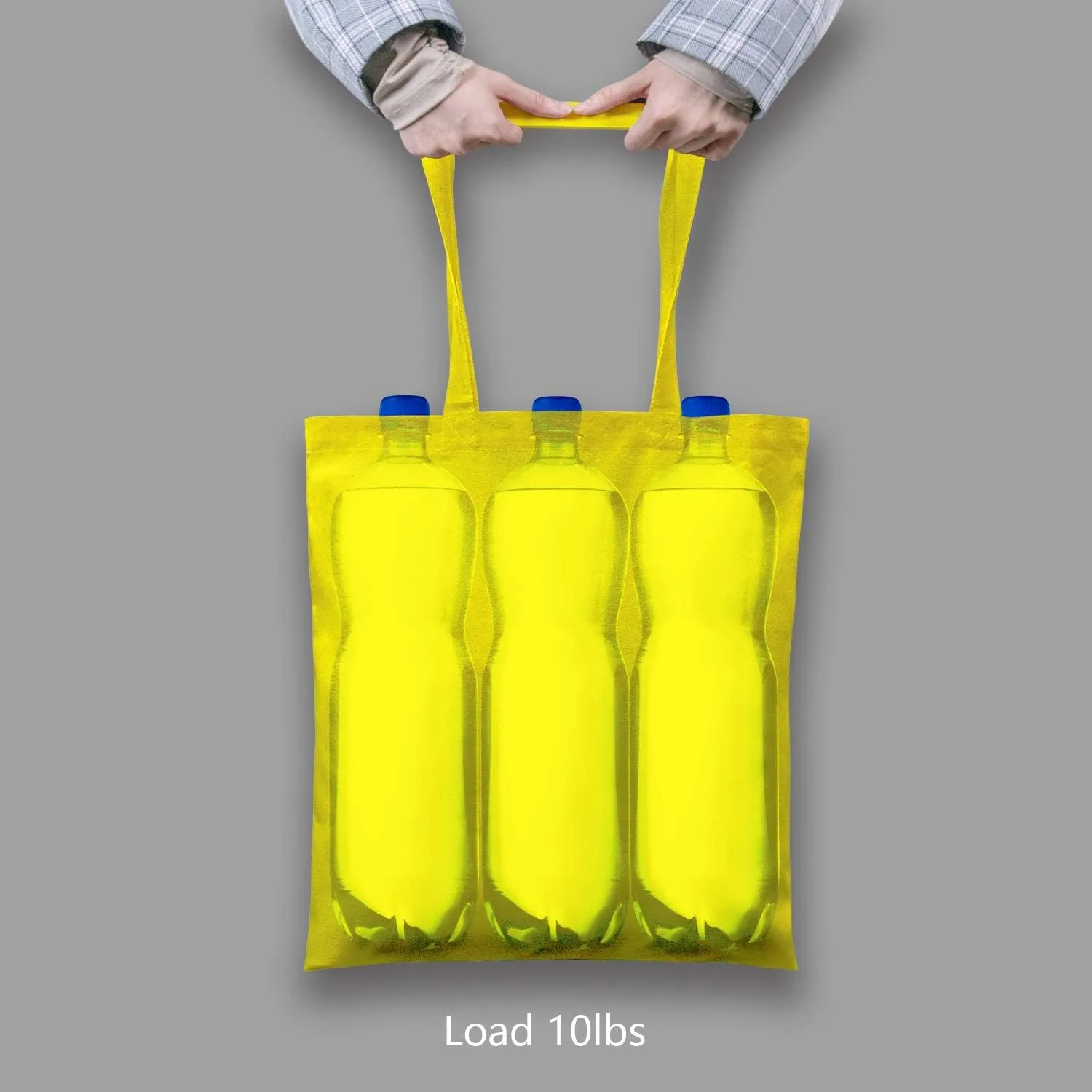 TOPDesign 12-Pack Economical 16"x15" Yellow Cotton Tote Bag, Lightweight Medium Reusable Grocery Shopping Cloth Bags, Suitable for DIY, Advertising, Promotion, Gift, Activity