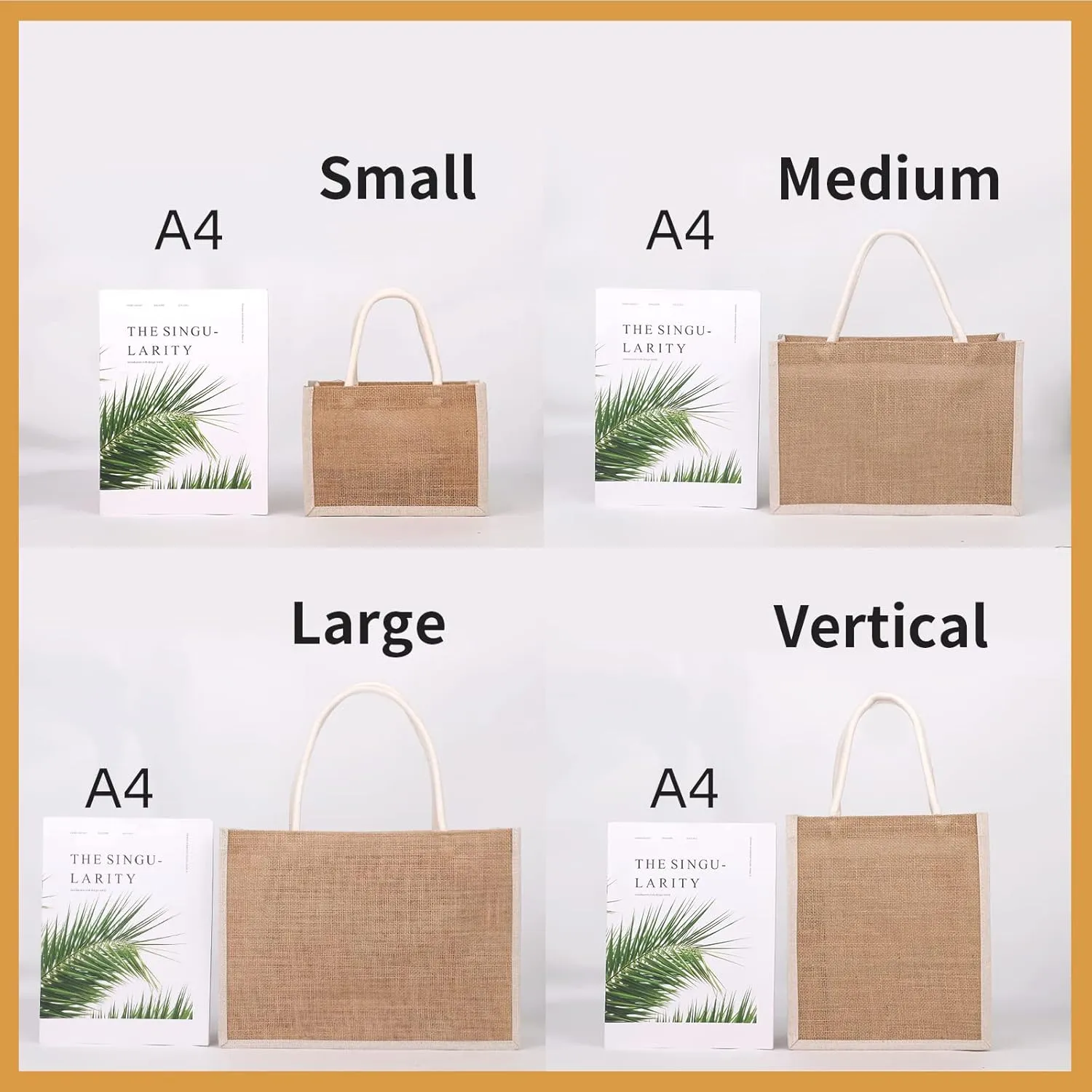 TopTie 6 PCS Large Jute Tote Bags Burlap Bridesmaid Bags Beach Bag Reusable Grocery Bags