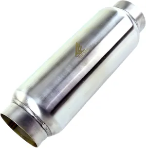 TOTALFLOW 2103 Mini Muffler 409SS | 3.25" Round Width | 10" Body 12" Overall Length Inner Inlet-2.25" Outer Diameter Outlet