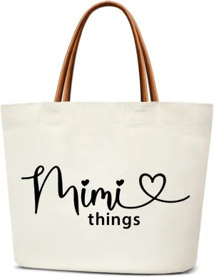 Tote Bag For Women Large Shoulder Canvas Tote Bag with Leather Handles Reusable Grocery Bags for Vacation, Shopping