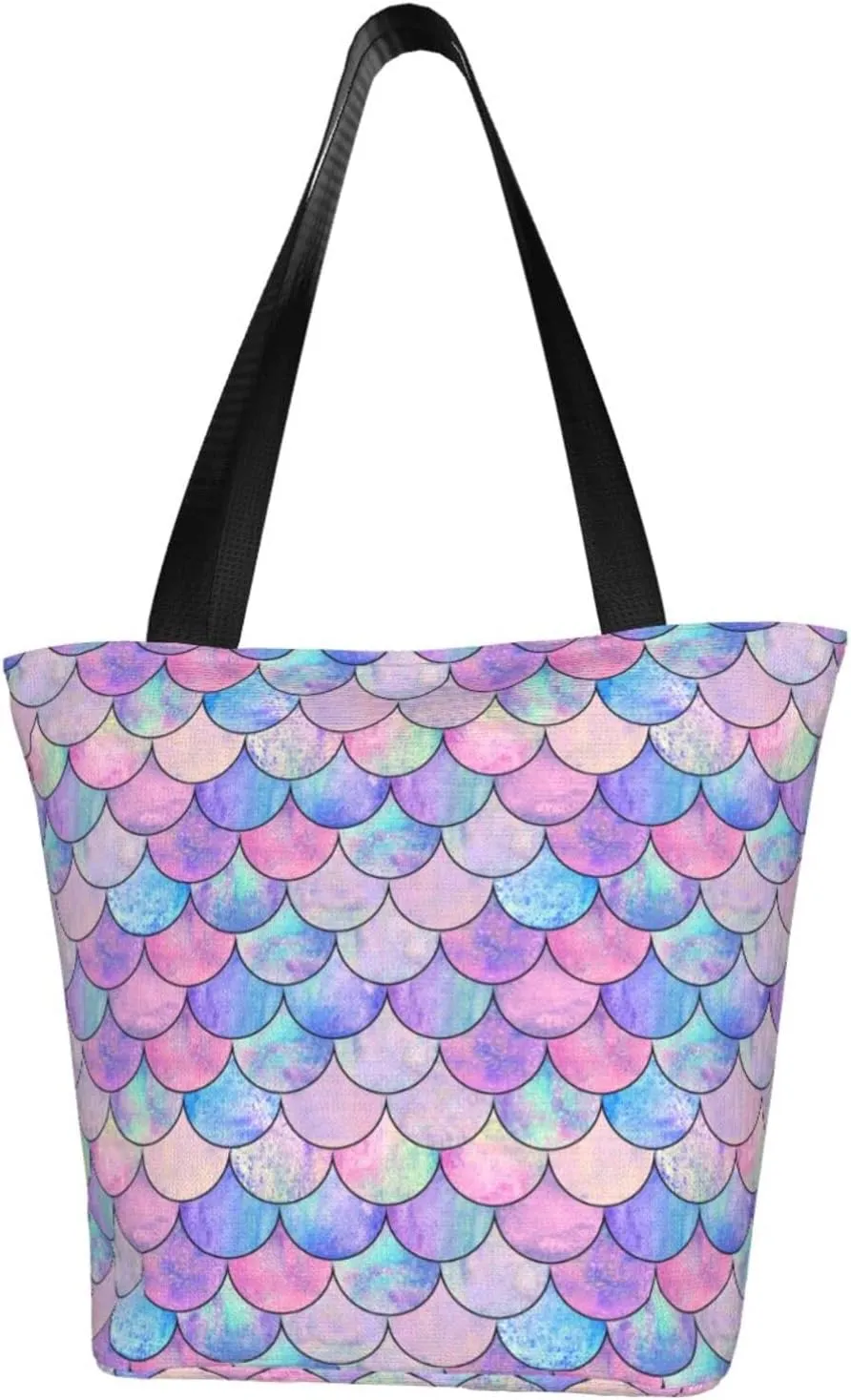 Tote Bag For Women Shoulder Bags Casual Shopping Cloth Reusable Handbags Heavy Duty For Beach Groceries Books Gym Work Travel
