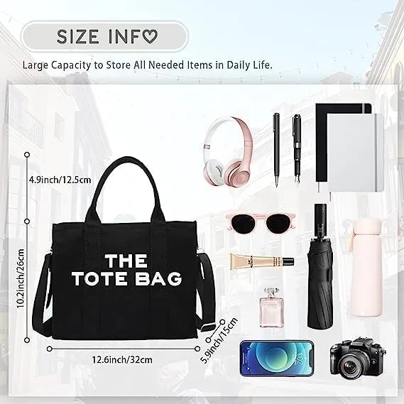 Tote Bag for Women with Zipper, Canvas Tote Bags, Crossbody Tote Bags for Work and Travel