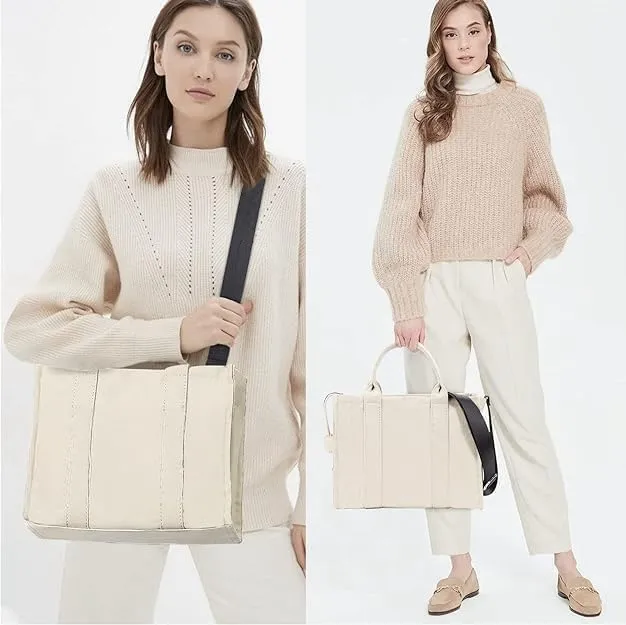Tote Bag for Women with Zipper, Canvas Tote Bags, Crossbody Tote Bags for Work and Travel
