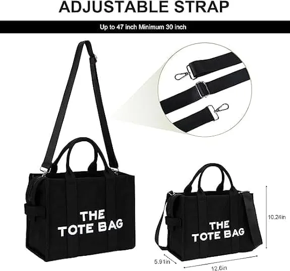 Tote Bag for Women with Zipper, Canvas Tote Bags, Crossbody Tote Bags for Work and Travel