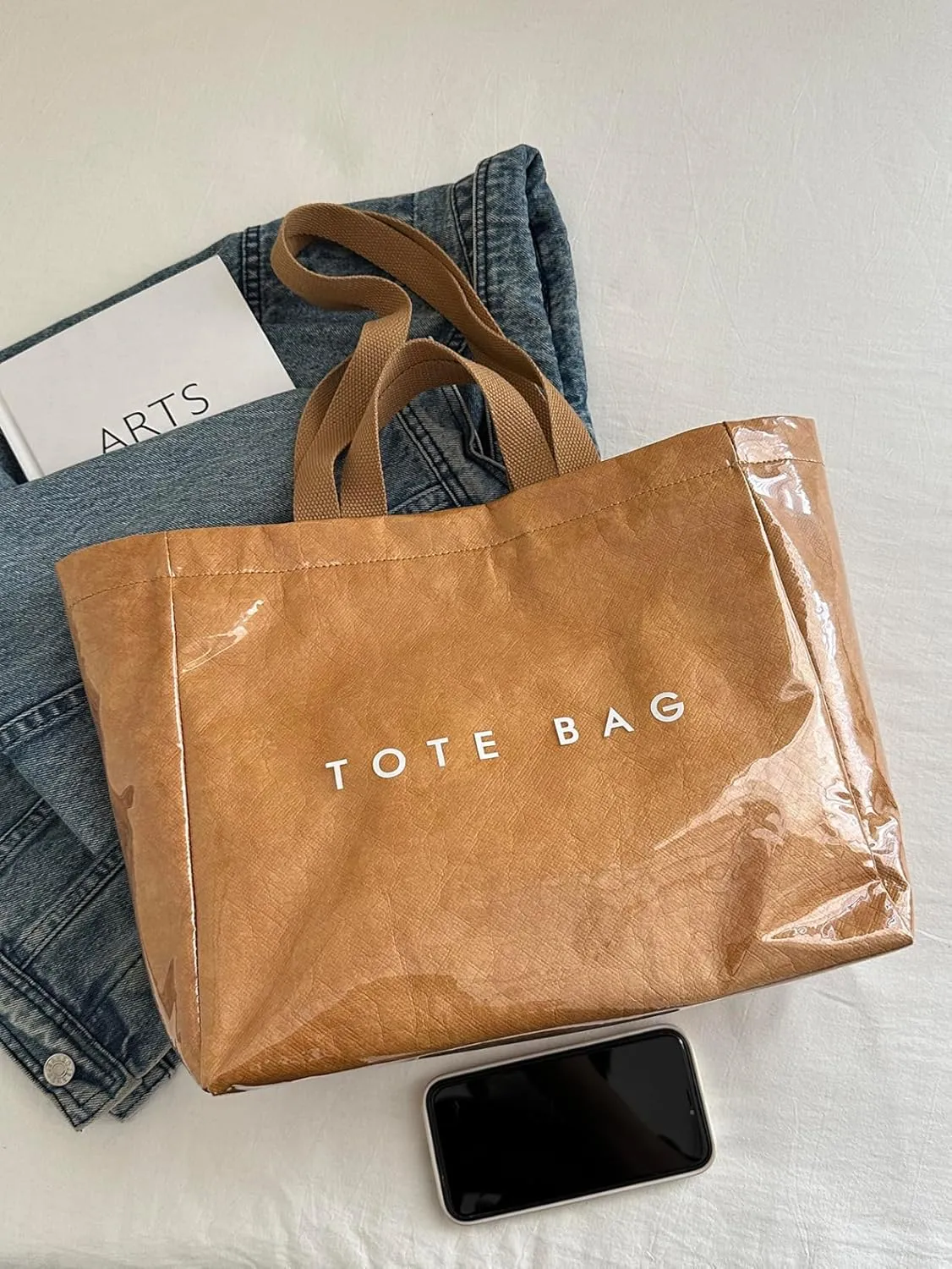 Tote Bag for Women,Large Work Tote Bag Letter Printed Bag PVC Tote Bag Clear Plastic Shoulder Bag Top Handle Hobo Bag