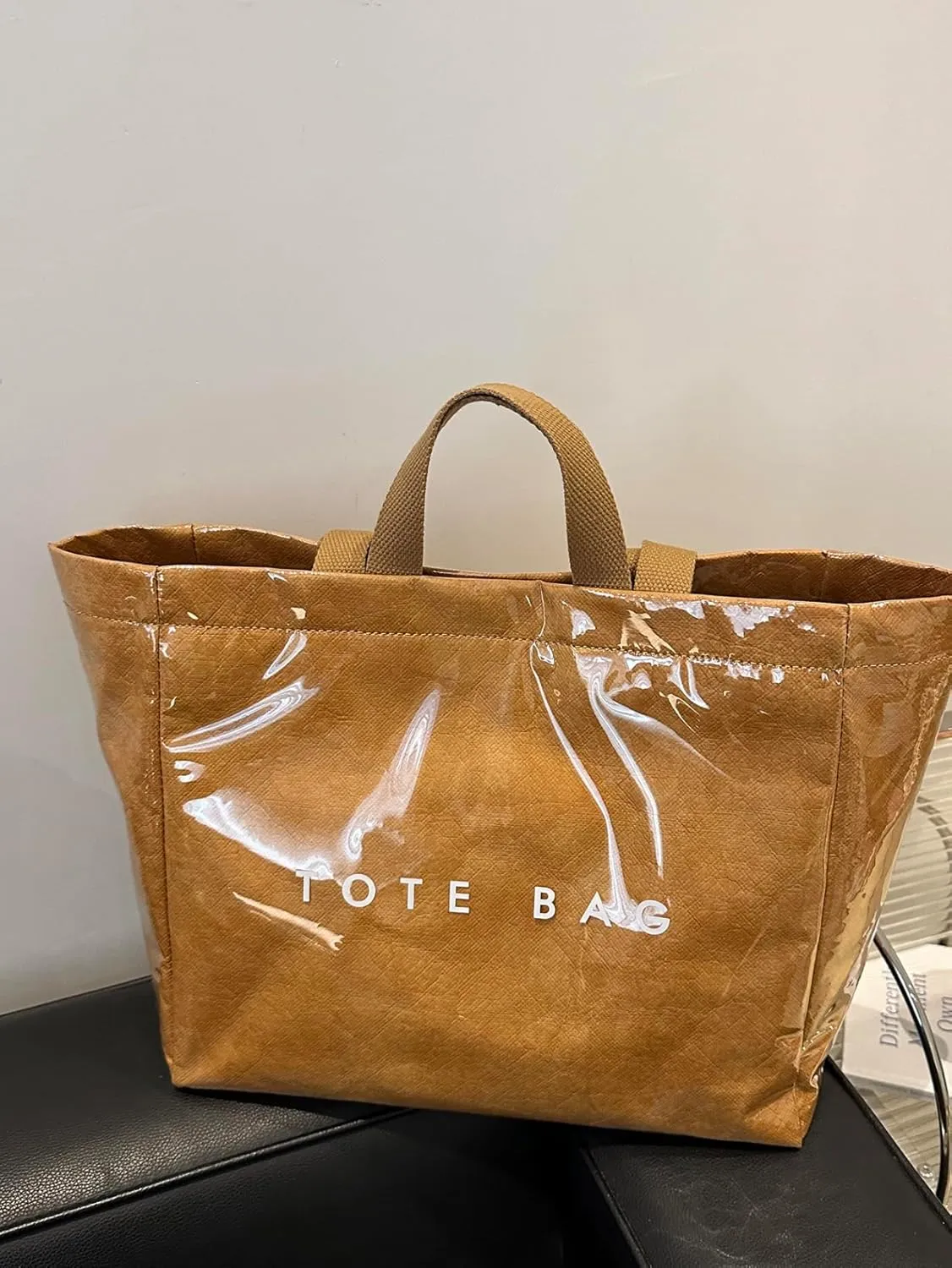 Tote Bag for Women,Large Work Tote Bag Letter Printed Bag PVC Tote Bag Clear Plastic Shoulder Bag Top Handle Hobo Bag