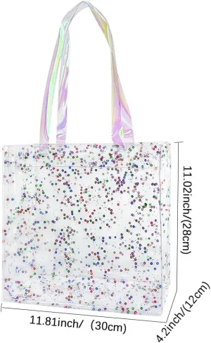 TotePrint 2PCS Clear Printed Tote Bags - Versatile Waterproof, Phantom Embossed Work Shoulder Tote Gift Bags for Women