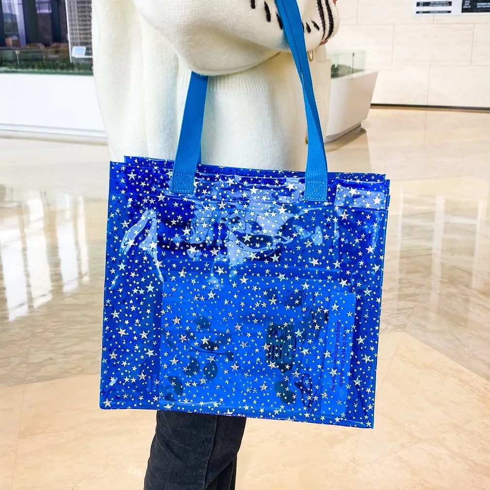 TotePrint 2PCS Clear Star Hand Bags - Versatile Waterproof, Embossed Star Work Shoulder Totes for Women