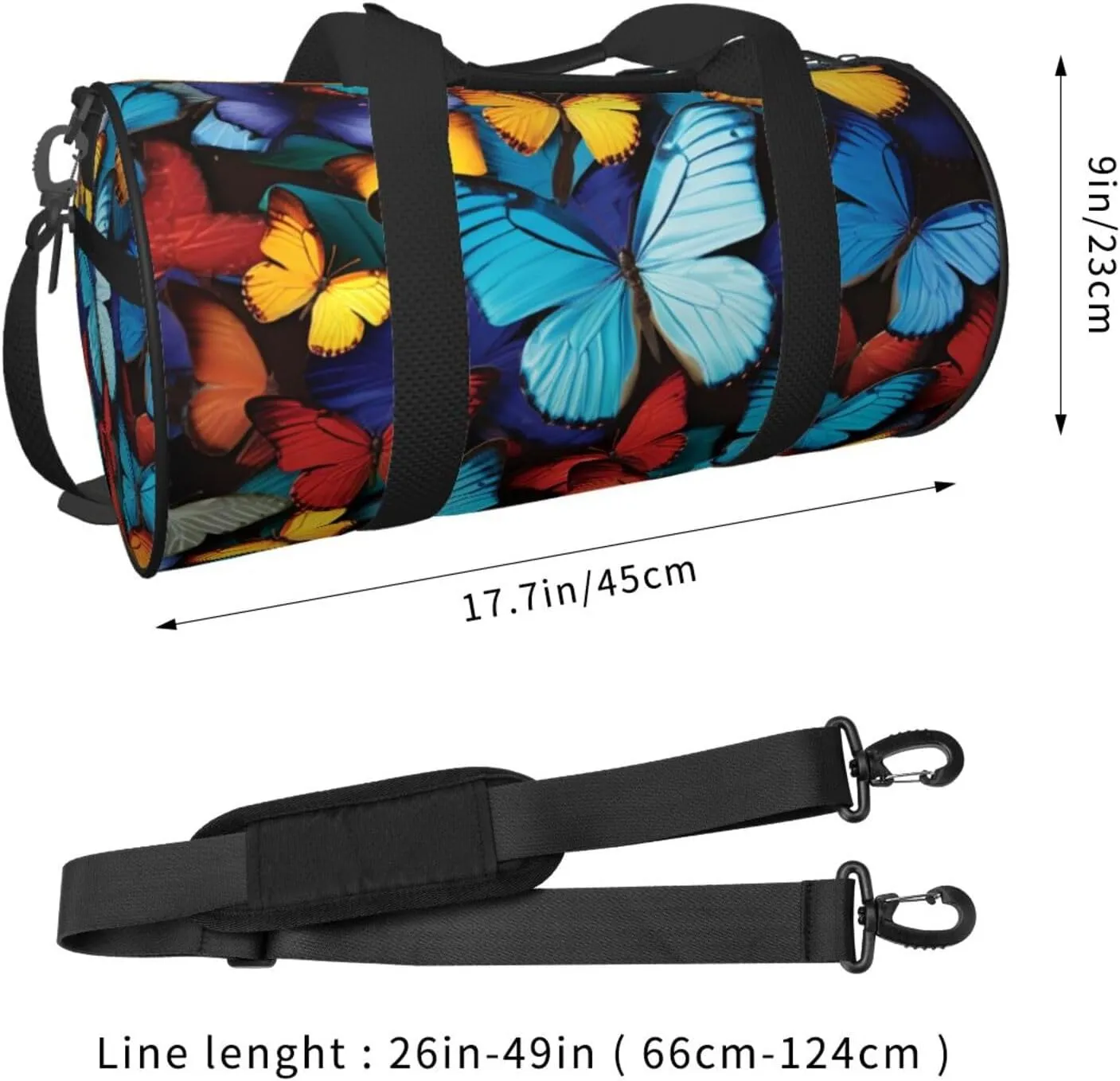 Travel Duffel Bag Collage Of Many Colorful Butterflies Weekender Overnight Bag For Men Women Large Capacity Sports Gym Bag Canvas Carry On Tote Bags For Travel Yoga