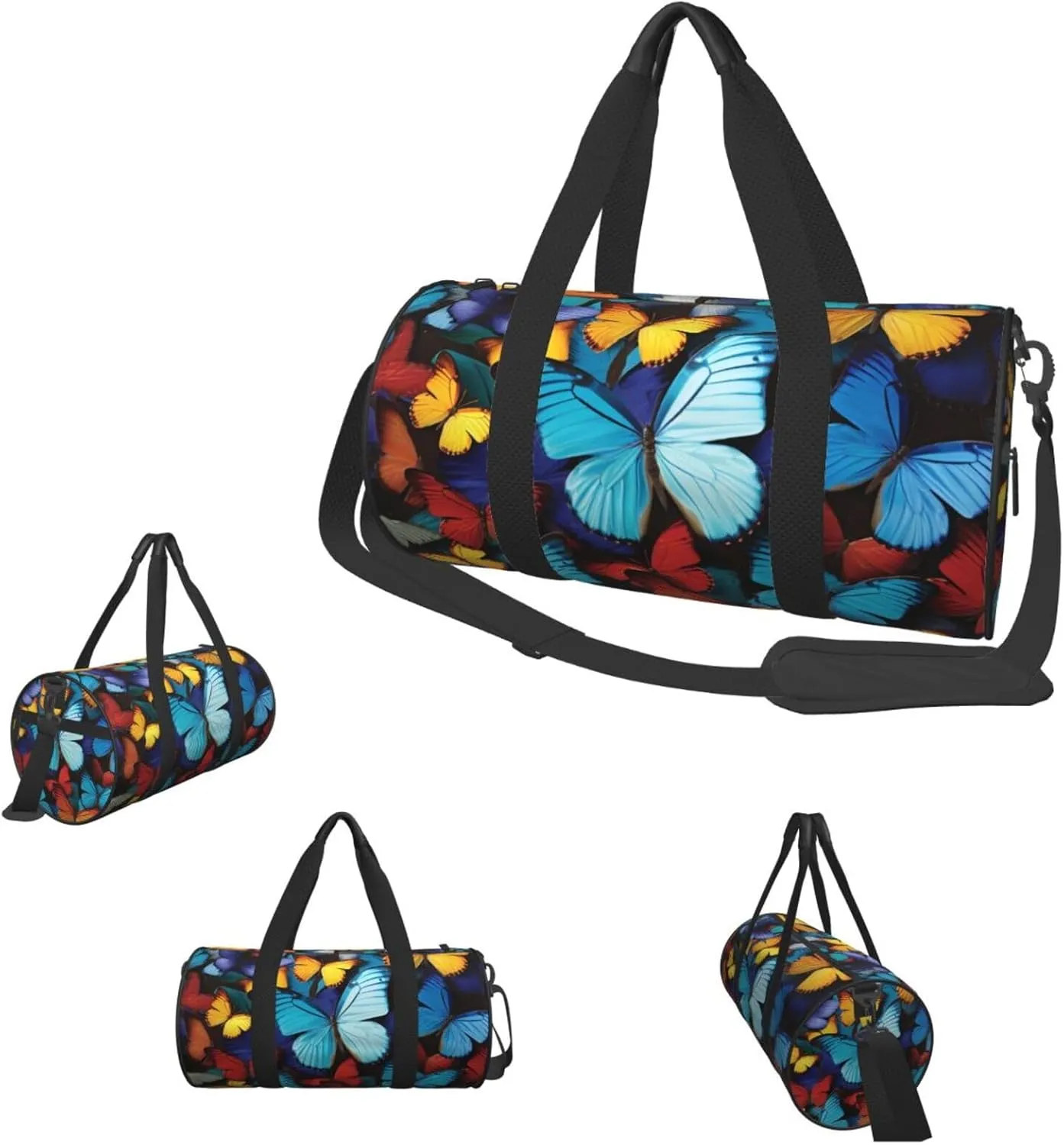 Travel Duffel Bag Collage Of Many Colorful Butterflies Weekender Overnight Bag For Men Women Large Capacity Sports Gym Bag Canvas Carry On Tote Bags For Travel Yoga