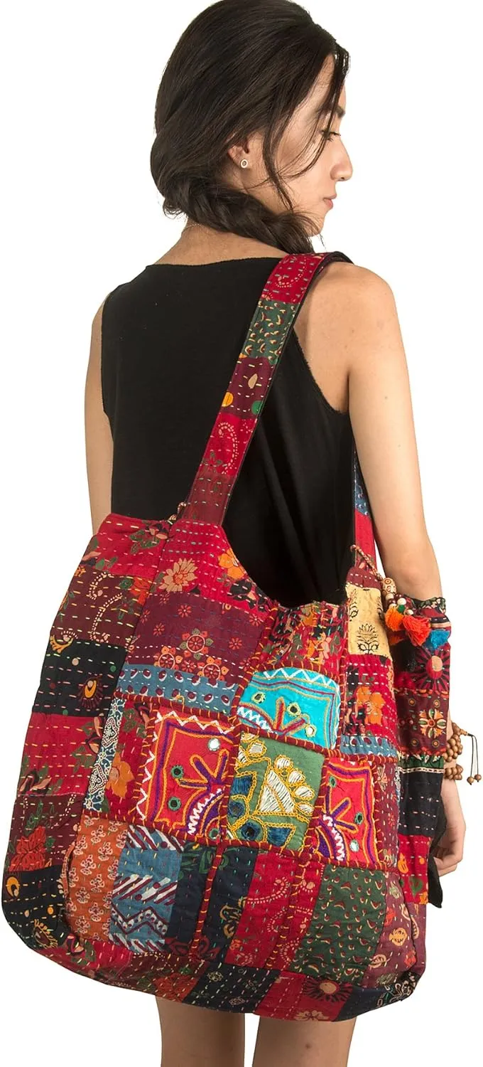 Tribe Azure Fair Trade Women's Cotton Shoulder-Handbags