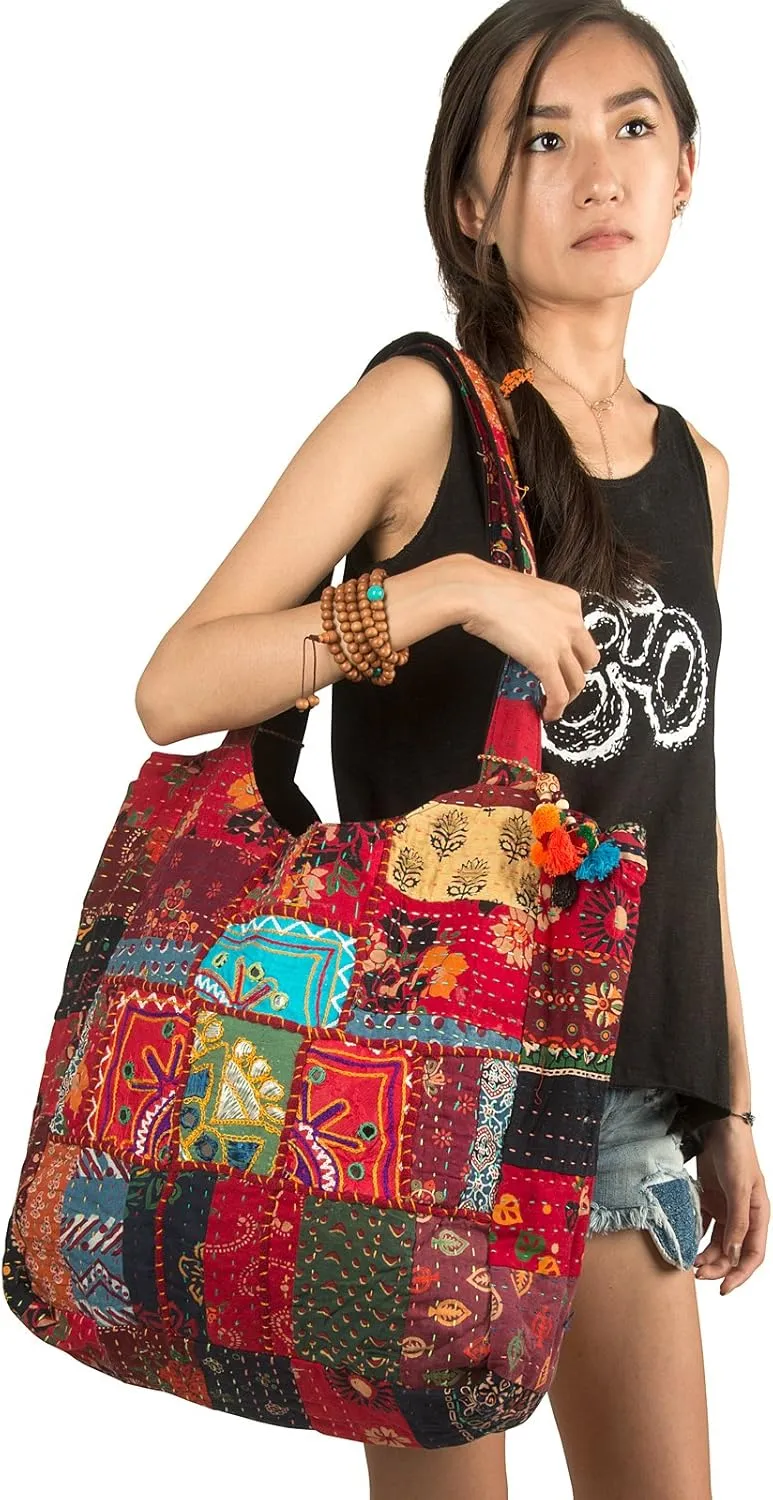 Tribe Azure Fair Trade Women's Cotton Shoulder-Handbags