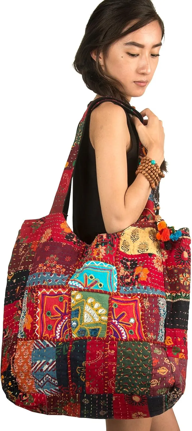Tribe Azure Fair Trade Women's Cotton Shoulder-Handbags
