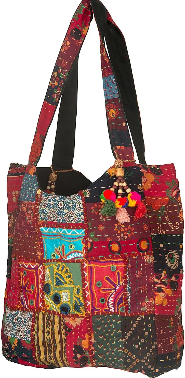 Tribe Azure Fair Trade Women's Cotton Shoulder-Handbags