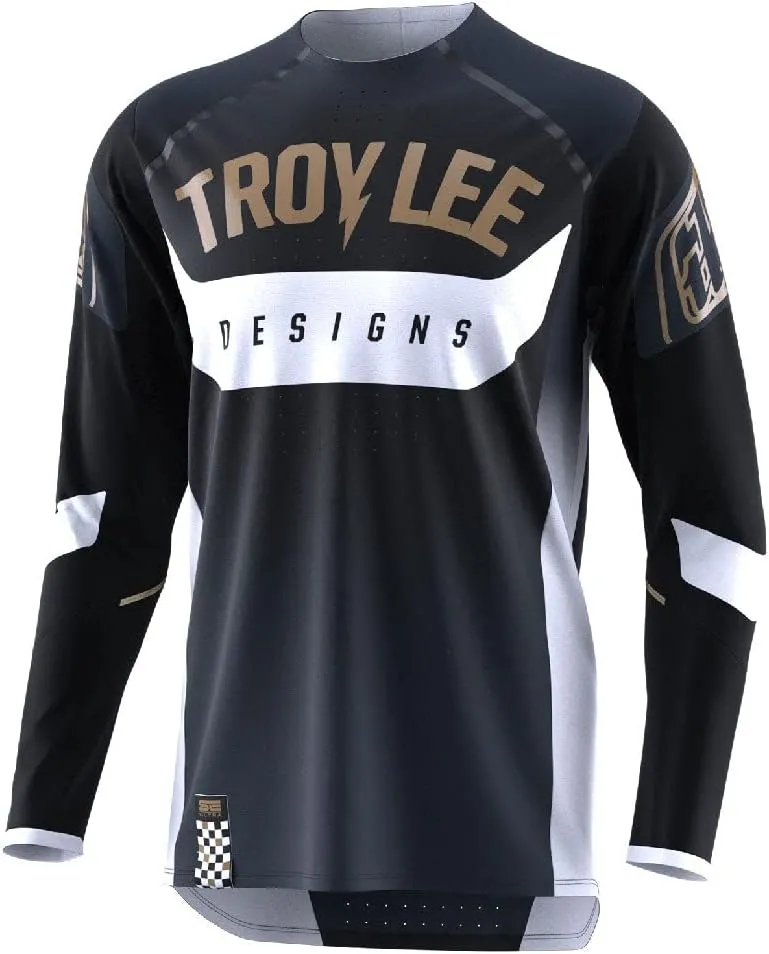 Troy Lee Designs Offroad Motocross Dirt Bike ATV Motorcycle Powersports Racing Jersey Shirt for Men, SE Ultra (Arc Black/Gold, 2X)