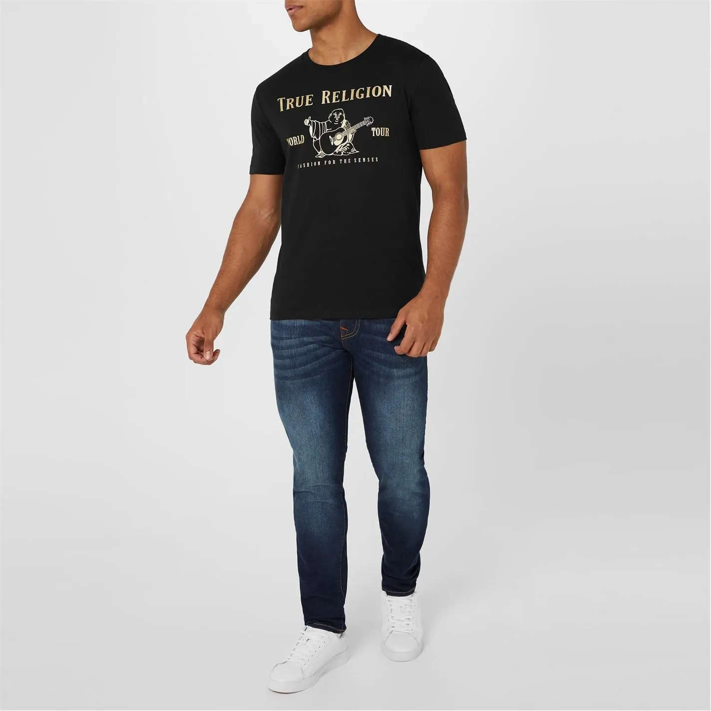 True Religion Men's Short Sleeve Metallic Buddha Tee