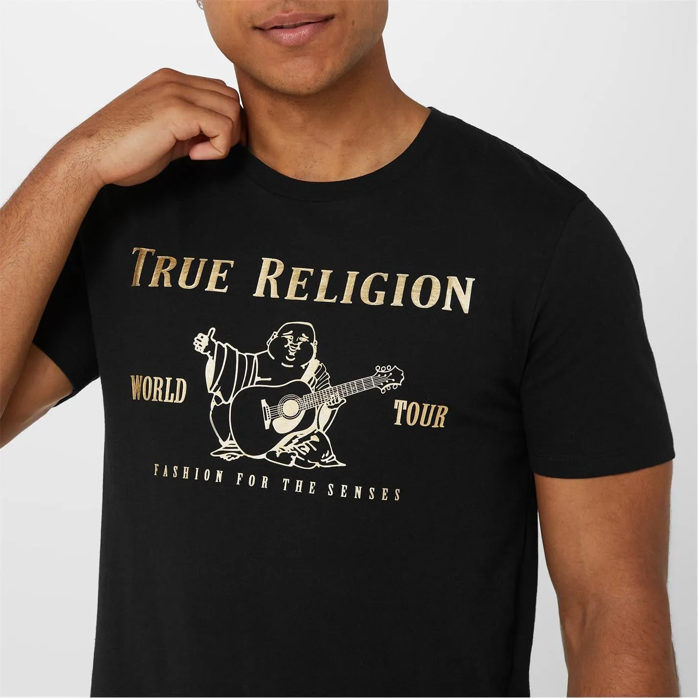 True Religion Men's Short Sleeve Metallic Buddha Tee