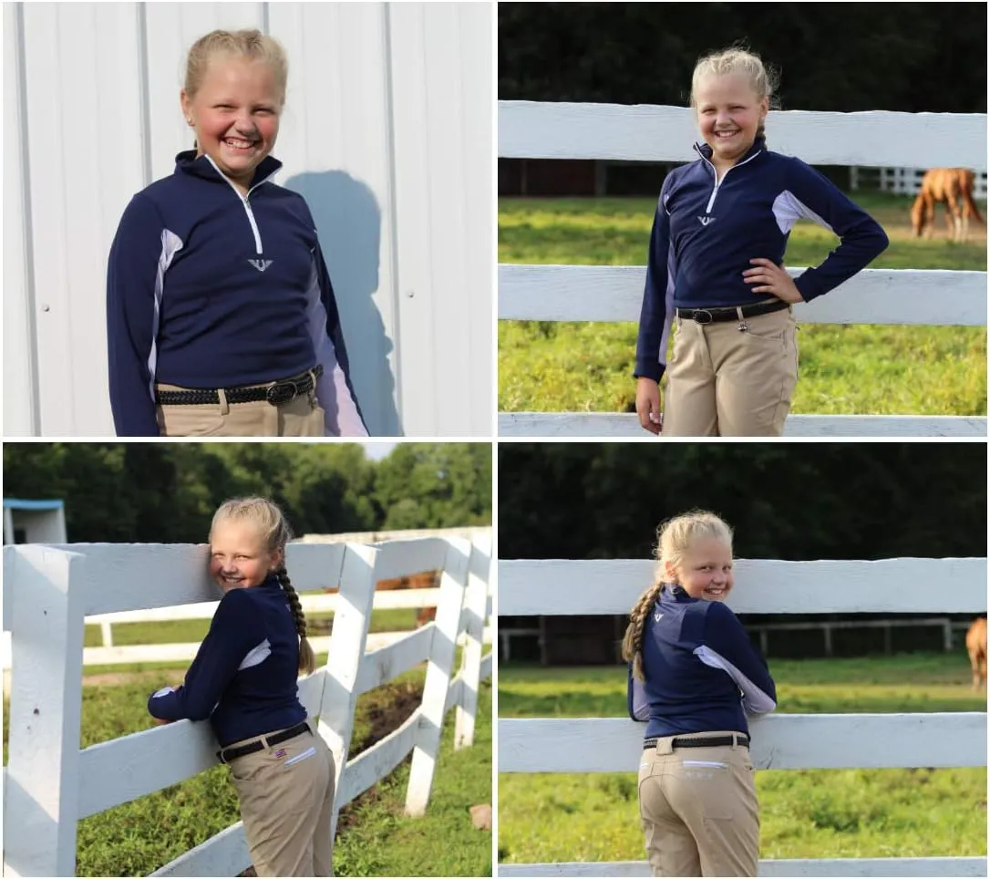 TuffRider Children's Ventilated Technical Long Sleeve Sport Shirt with Free Assorted Striped Socks