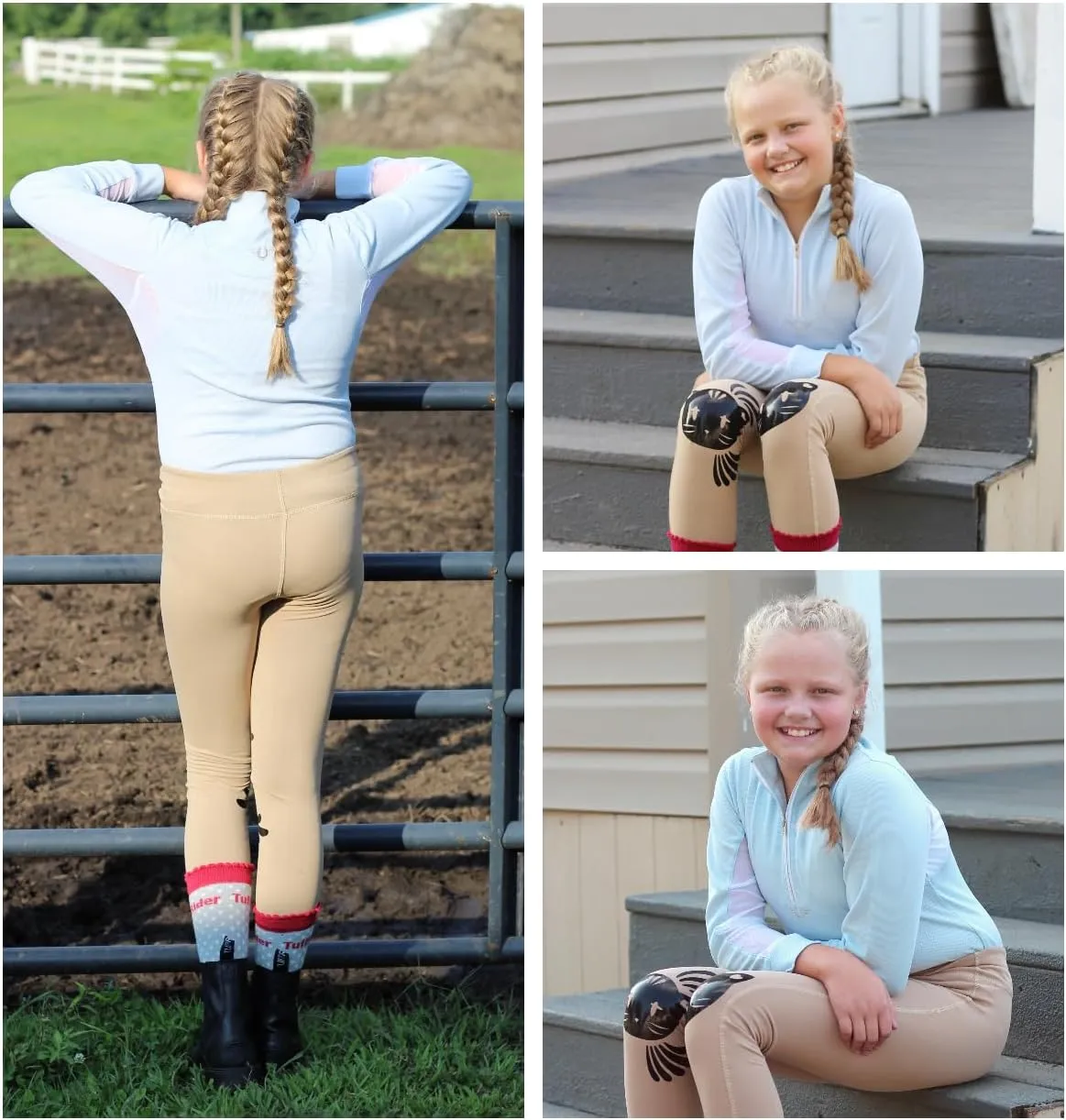 TuffRider Children's Ventilated Technical Long Sleeve Sport Shirt with Free Assorted Striped Socks
