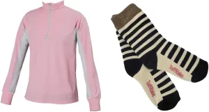 TuffRider Children's Ventilated Technical Long Sleeve Sport Shirt with Free Assorted Striped Socks