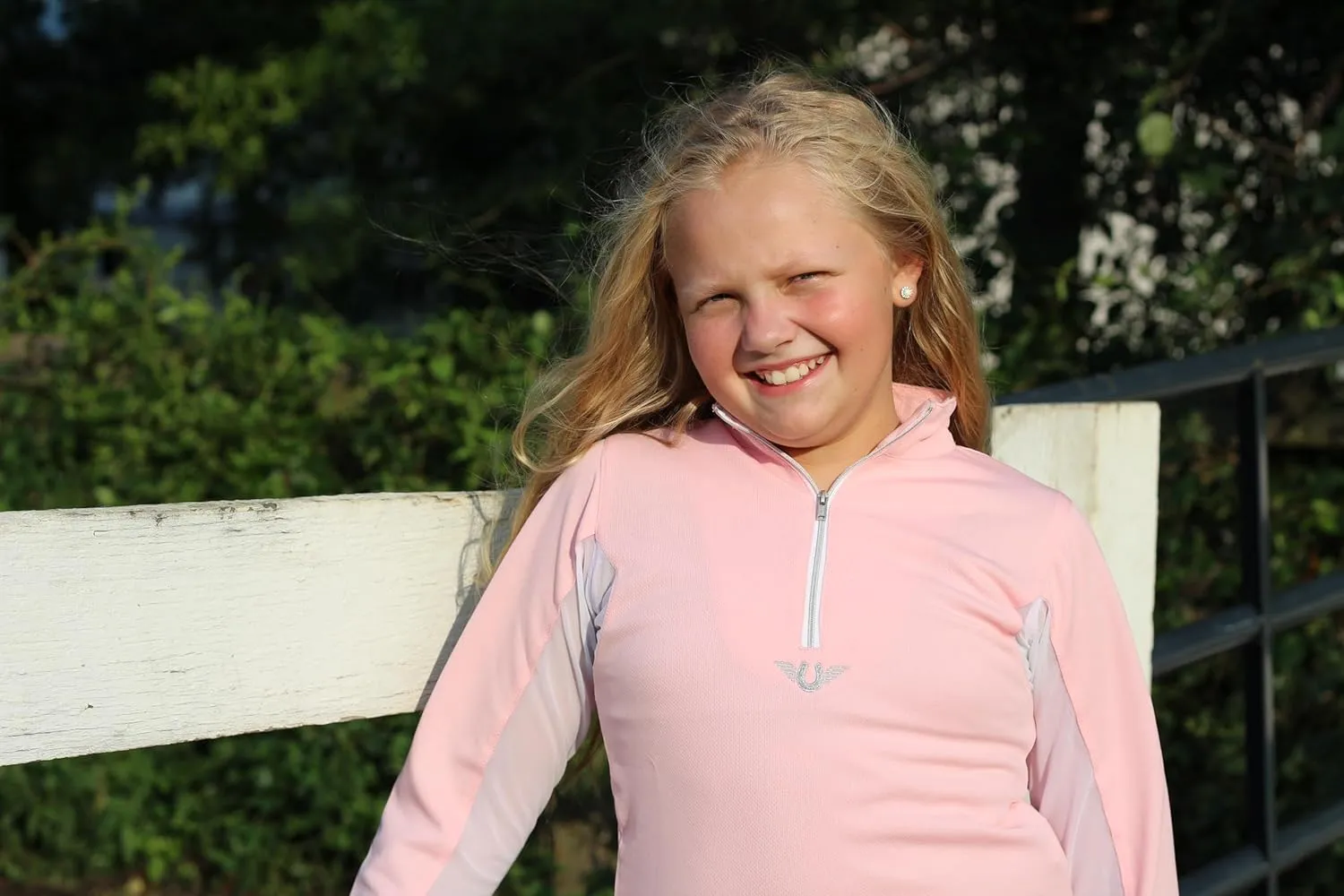 TuffRider Children's Ventilated Technical Long Sleeve Sport Shirt with Free Assorted Striped Socks