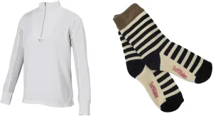 TuffRider Children's Ventilated Technical Long Sleeve Sport Shirt with Free Assorted Striped Socks