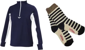 TuffRider Children's Ventilated Technical Long Sleeve Sport Shirt with Free Assorted Striped Socks