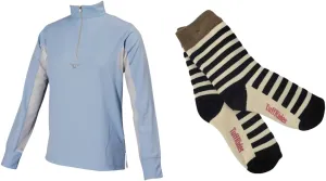 TuffRider Children's Ventilated Technical Long Sleeve Sport Shirt with Free Assorted Striped Socks
