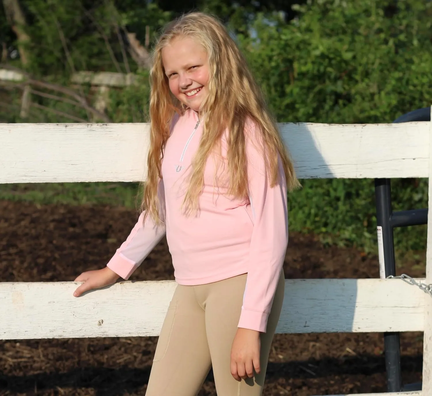 TuffRider Children's Ventilated Technical Long Sleeve Sport Shirt with Free Assorted Striped Socks