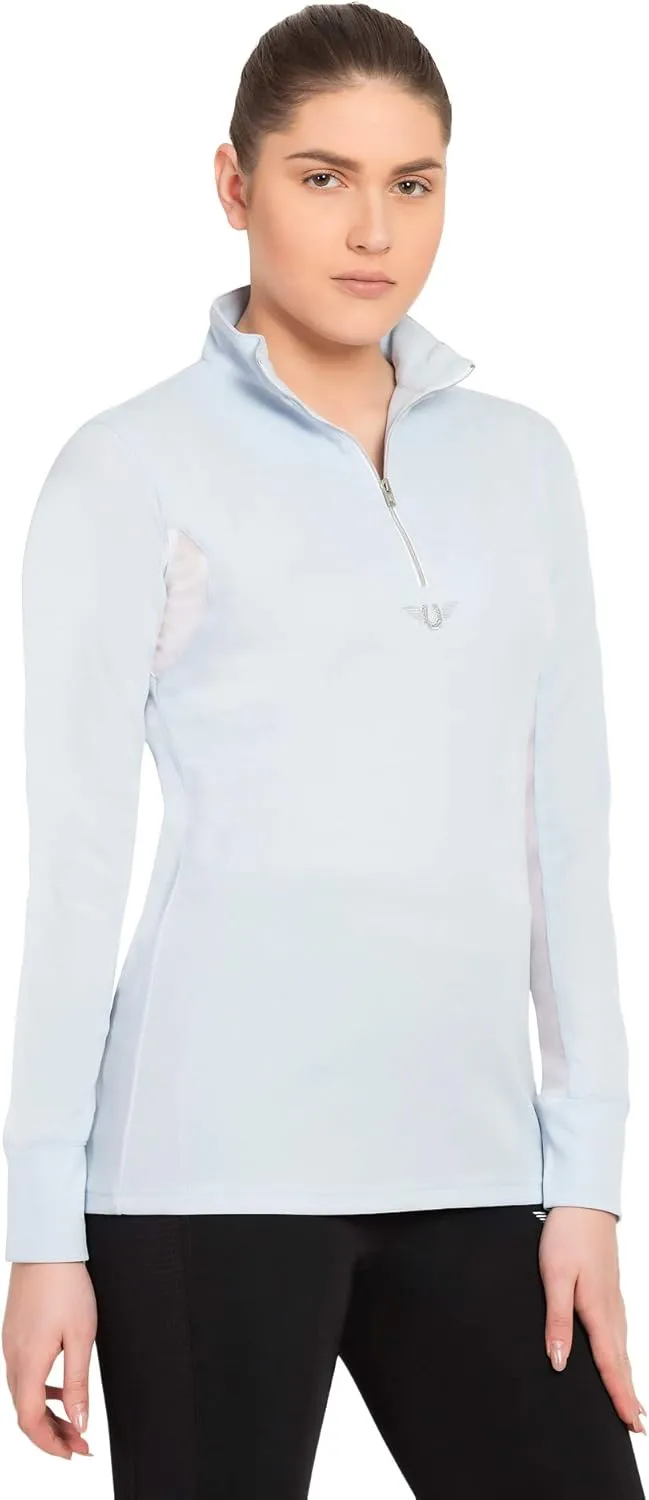 TuffRider Ladies Ventilated Technical Long Sleeve Sport Shirt with Free Assorted Striped Socks