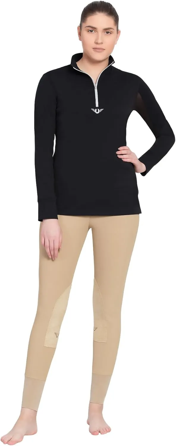 TuffRider Ladies Ventilated Technical Long Sleeve Sport Shirt with Free Assorted Striped Socks