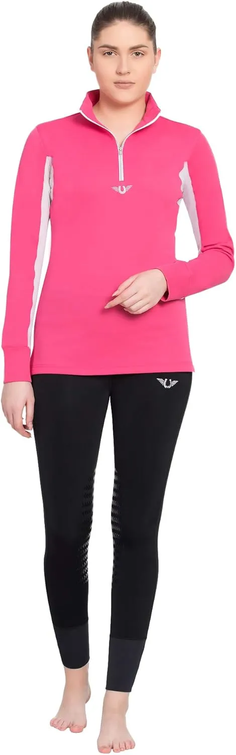 TuffRider Ladies Ventilated Technical Long Sleeve Sport Shirt with Free Assorted Striped Socks